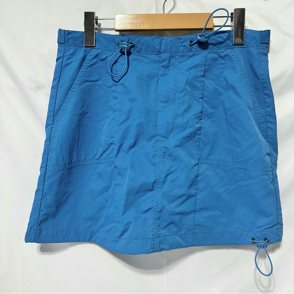 NOBO Blue Nylon Drawstring Mini Skirt Gorpcore Sporty Athleisure